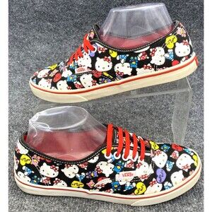 Vans x Hello Kitty Authentic Skate Shoes Womens Size 7.5 Mens 6 Black Red TB9C